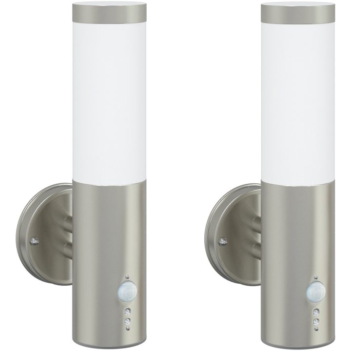 Utomhus vägglampa med sensor 2 st Silver rostfritt stål IP44 vidaXL Medium – bild 2