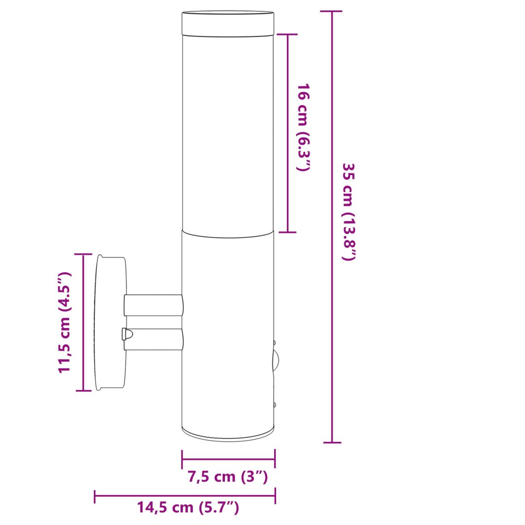 Utomhus vägglampa med sensor 2 st Silver rostfritt stål IP44 vidaXL Medium – bild 12