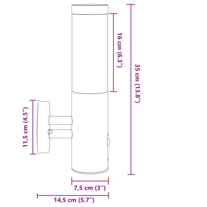 Utomhus vägglampa med sensor 2 st Silver rostfritt stål IP44 vidaXL Medium – bild 12