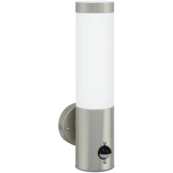 Utomhus Vägglampa med Sensor Silver Rostfritt Stål IP44 vidaXL Medium – bild 2
