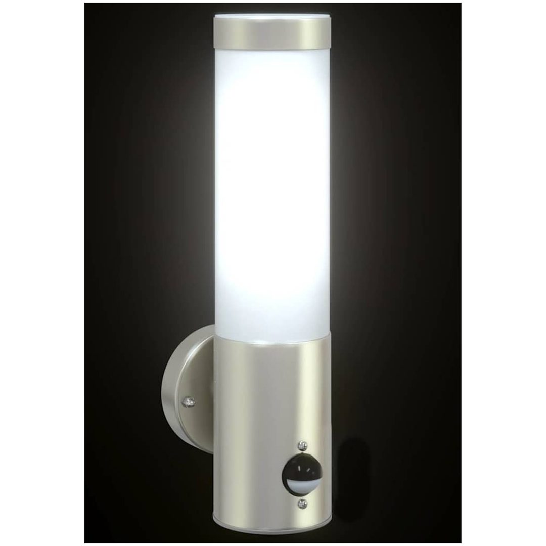 Utomhus Vägglampa med Sensor Silver Rostfritt Stål IP44 vidaXL Medium – bild 11