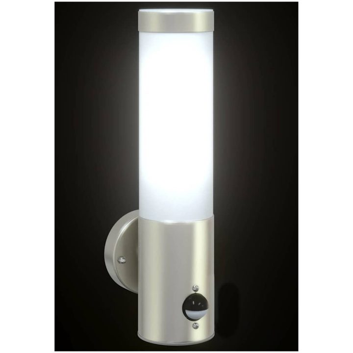 Utomhus Vägglampa med Sensor Silver Rostfritt Stål IP44 vidaXL Medium – bild 11