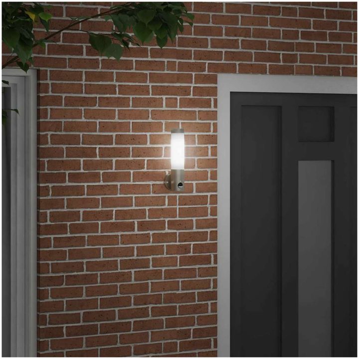 Utomhus Vägglampa med Sensor Silver Rostfritt Stål IP44 vidaXL Medium – bild 3