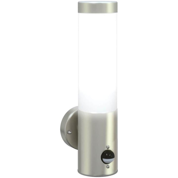Utomhus Vägglampa med Sensor Silver Rostfritt Stål IP44 vidaXL Medium – bild 10