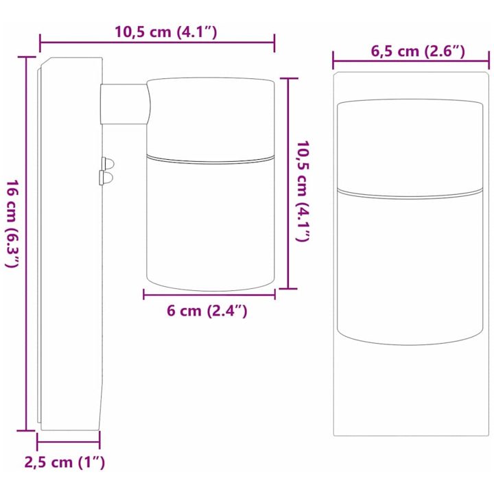 Utomhus Vägglampa Silver Rostfritt Stål IP44 vidaXL Compact – bild 11