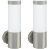 Utomhus Vägglampor 2 st Silver Rostfritt Stål IP44 vidaXL 12 x 8.5 x 27 cm. – miniatyr 2