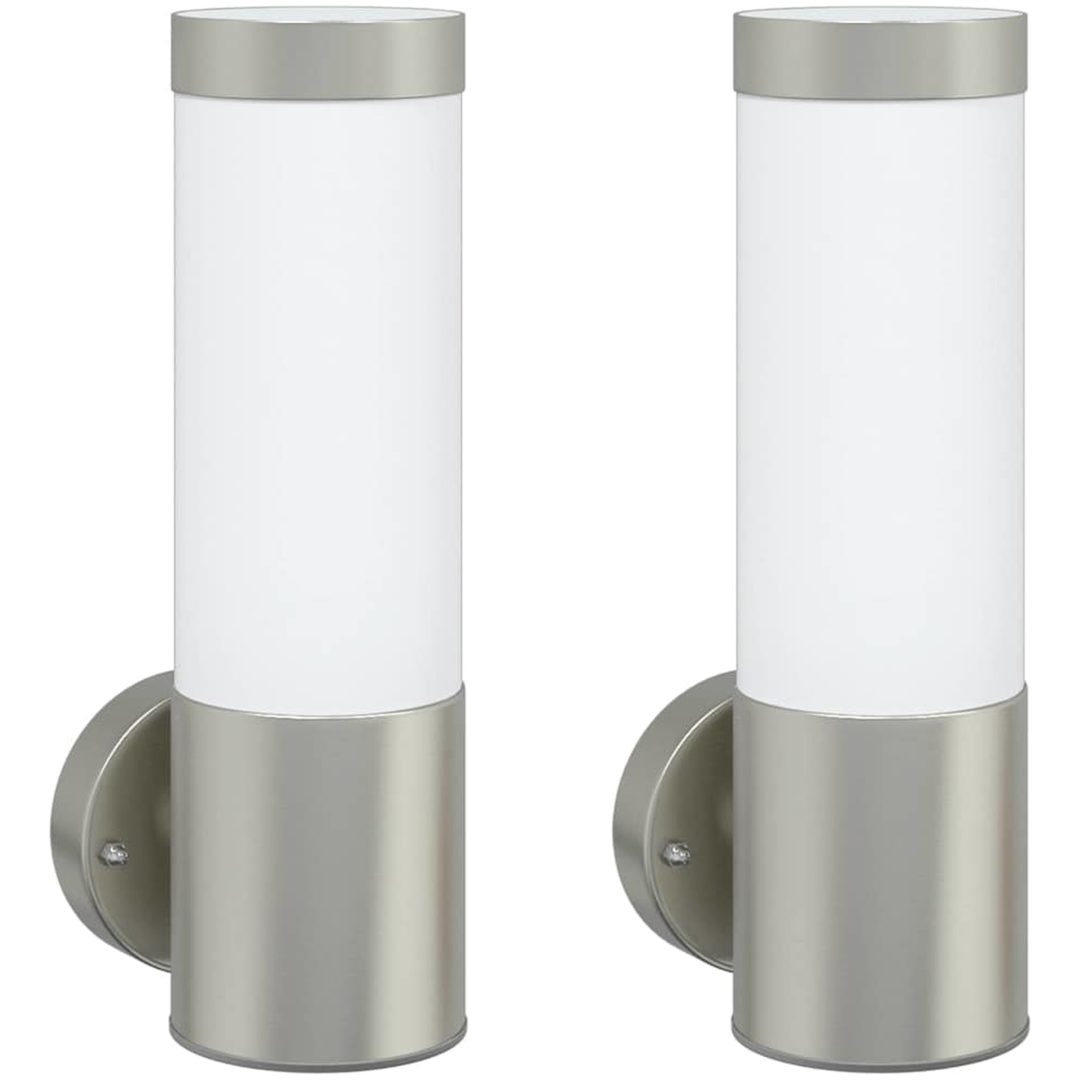 Utomhus Vägglampor 2 st Silver Rostfritt Stål IP44 vidaXL 12 x 8.5 x 27 cm. – bild 2