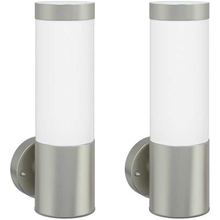 Utomhus Vägglampor 2 st Silver Rostfritt Stål IP44 vidaXL 12 x 8.5 x 27 cm. – bild 2
