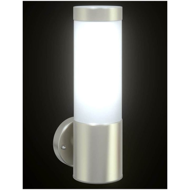 Utomhus Vägglampor 2 st Silver Rostfritt Stål IP44 vidaXL 12 x 8.5 x 27 cm. – bild 11