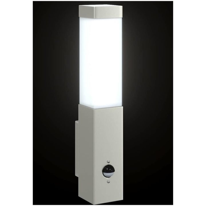 Utomhus Vägglampor med Sensor 2 st Silver Rostfritt Stål IP44 vidaXL Medium – bild 11