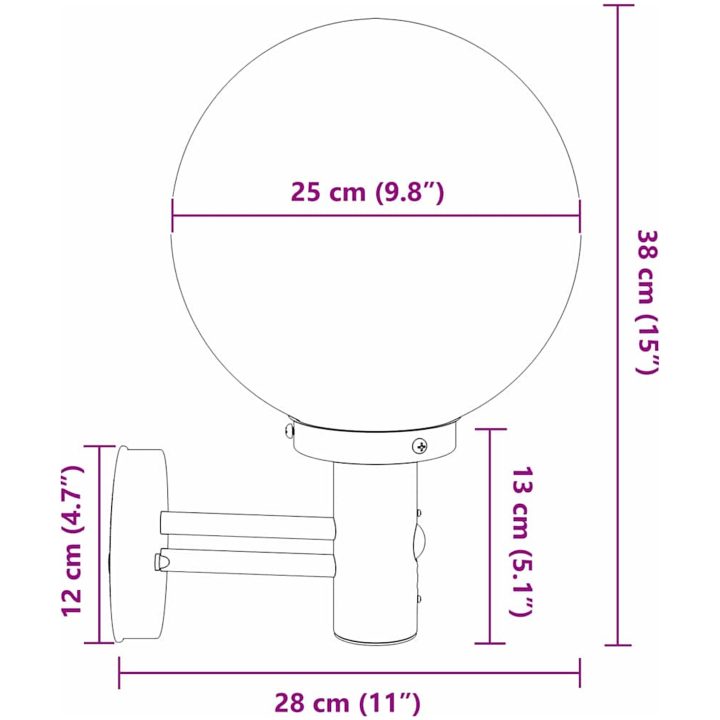 Utomhus Vägglampor med Sensor 2 st Svart Rostfritt Stål IP44 vidaXL Medium – bild 12