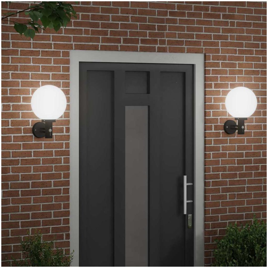 Utomhus Vägglampor med Sensor 2 st Svart Rostfritt Stål IP44 vidaXL Medium – bild 3