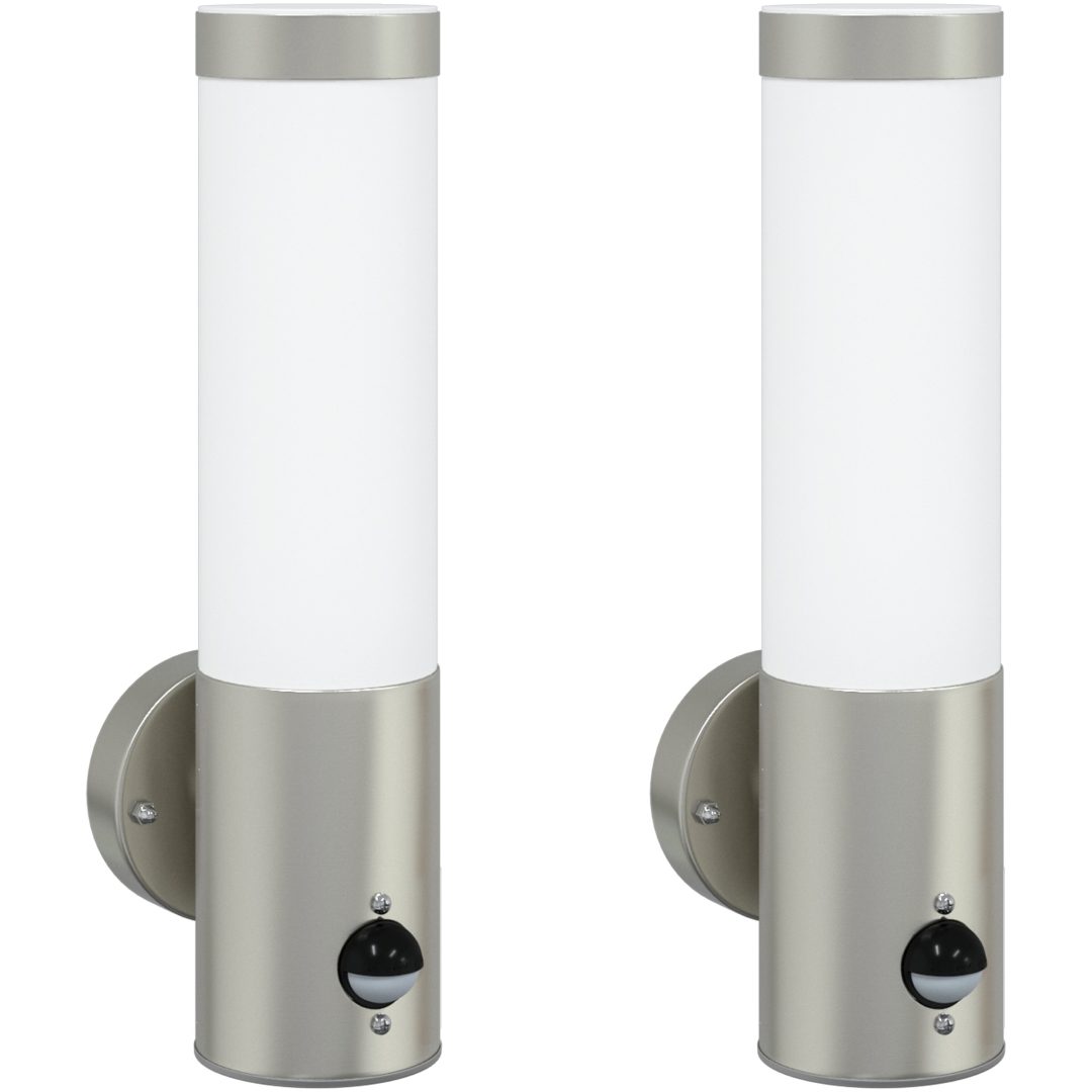 Utomhus Vägglampor med Sensor 2 stycken Silver Rostfritt Stål IP44 vidaXL Medium – bild 2
