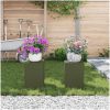 Utomhus Växtställ Pelare 2 st Olivgrön Stål vidaXL 24 x 24 x 35 cm – miniatyr 4
