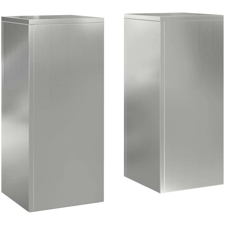 Utomhus Växtställ Pilar 2 st Förzinkad Stålkonstruktion vidaXL 24 x 24 x 55 cm – bild 2