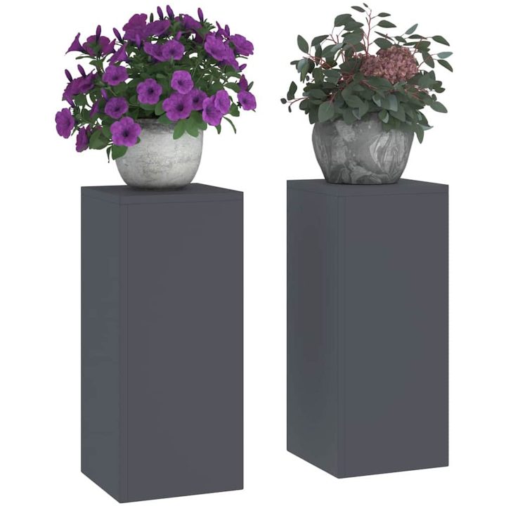 Utomhus Växtställ Stång 2 st Antracit Stål vidaXL 24 x 24 x 55 cm – bild 3