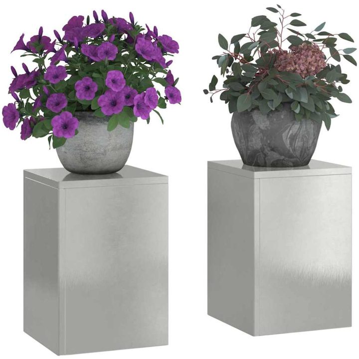 Utomhus Växtställen Pelare 2 st Rostfritt stål vidaXL 24 x 24 x 35 cm – bild 3