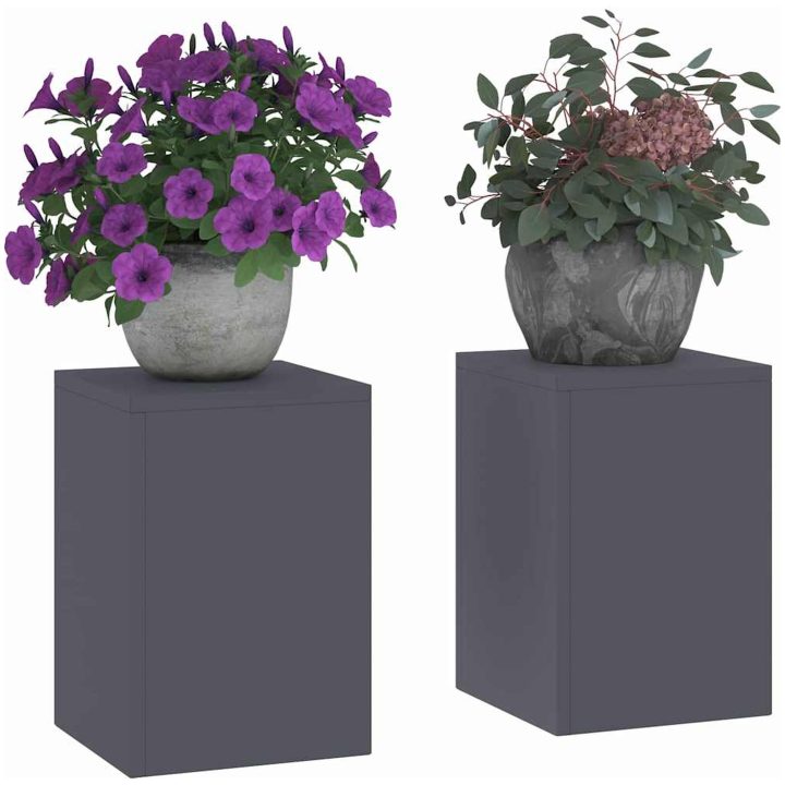 Utomhus Växtställning Pelare 2 st Antracit Stål vidaXL 24 x 24 x 35 cm – bild 3