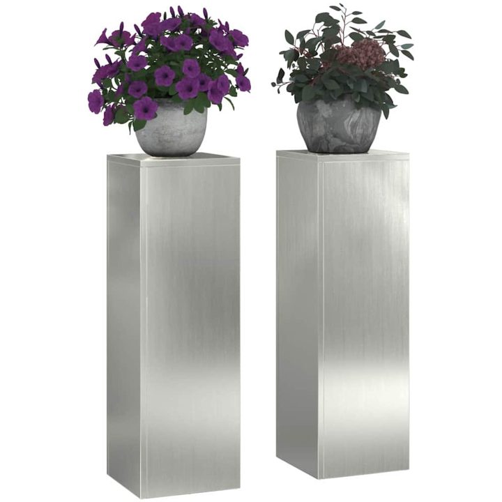 Utomhus Växtställning Pelare 2 st Galvaniserat Stål vidaXL 24 x 24 x 75 cm – bild 3