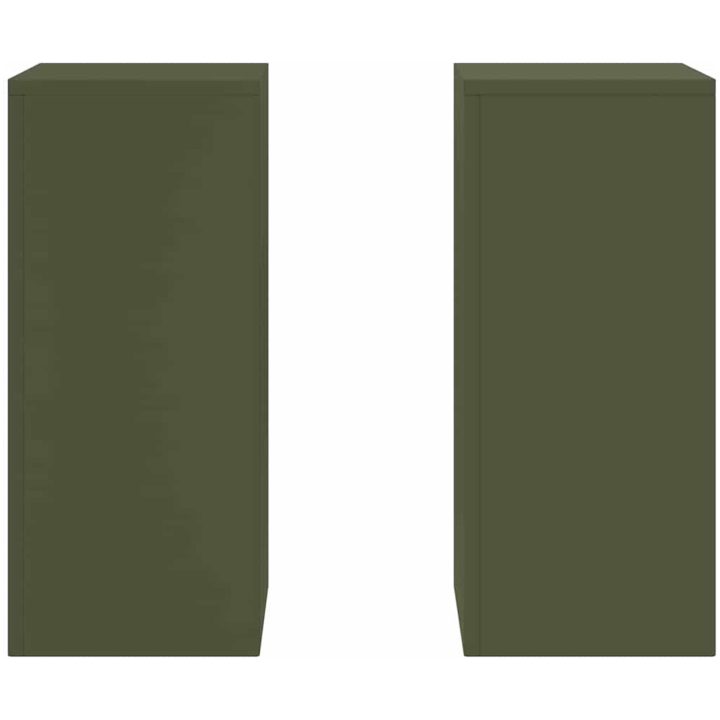 Utomhus Växtställning Pelare 2 st Olivgrön Stål vidaXL 24 x 24 x 55 cm – bild 6