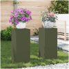 Utomhus Växtställning Pelare 2 st Olivgrön Stål vidaXL 24 x 24 x 55 cm – miniatyr 1
