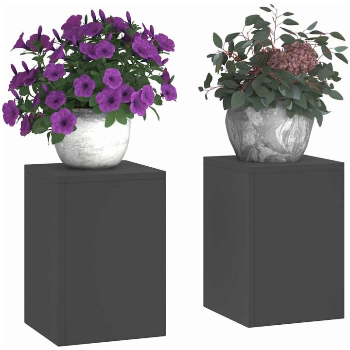 Utomhus Växtställning Säule 2 st Svart Stål vidaXL 24 x 24 x 35 cm – bild 3