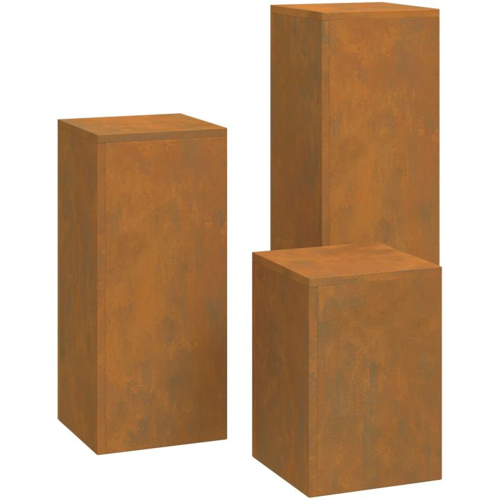 Utomhus Växtstativ Pelare 3 st Väderbeständigt Stål vidaXL 24 x 24 x 35 cm, 24 x 24 x 55 cm, 24 x 24 x 75 cm – bild 8