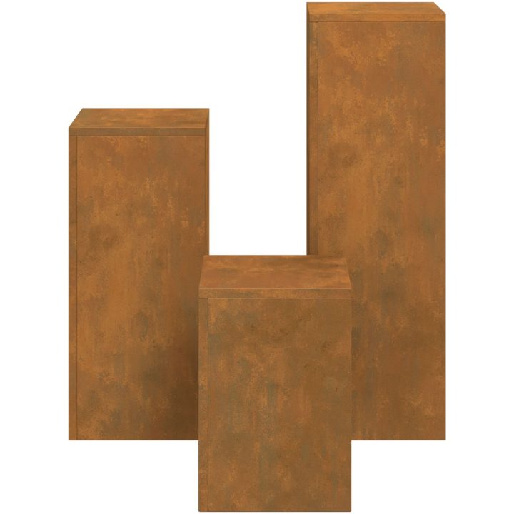 Utomhus Växtstativ Pelare 3 st Väderbeständigt Stål vidaXL 24 x 24 x 35 cm, 24 x 24 x 55 cm, 24 x 24 x 75 cm – bild 9