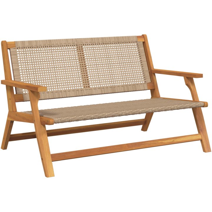 Utomhusbänk Beige 122x76x73.5 cm Massivt akaciaträ vidaXL 122 x 78 x 73 cm – bild 2