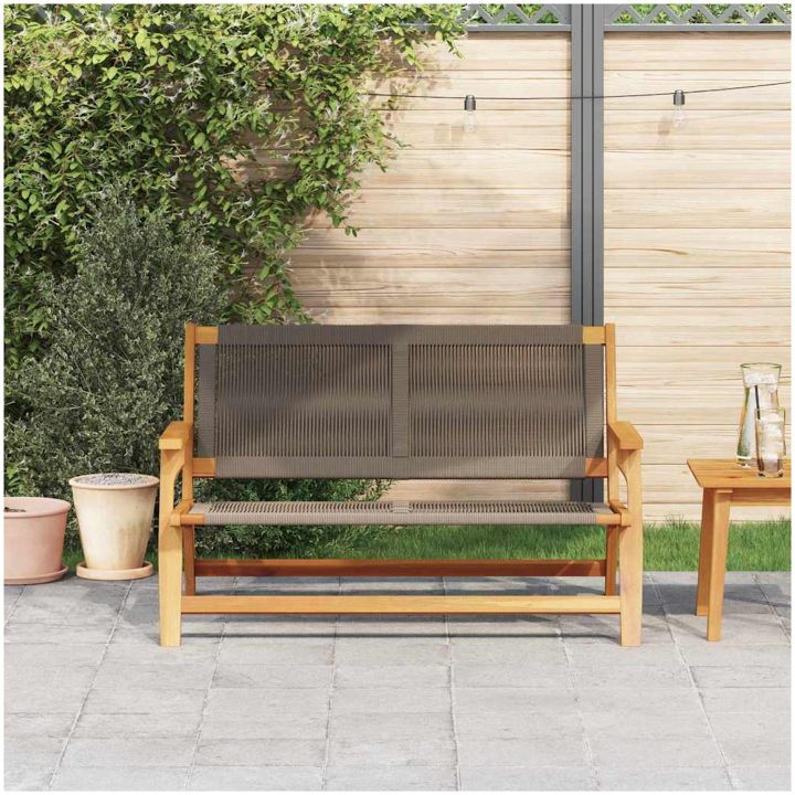 Utomhusbänk Grå 76x122x73 cm Solid Akaciaträ vidaXL 122 x 78 x 73 cm – bild 3