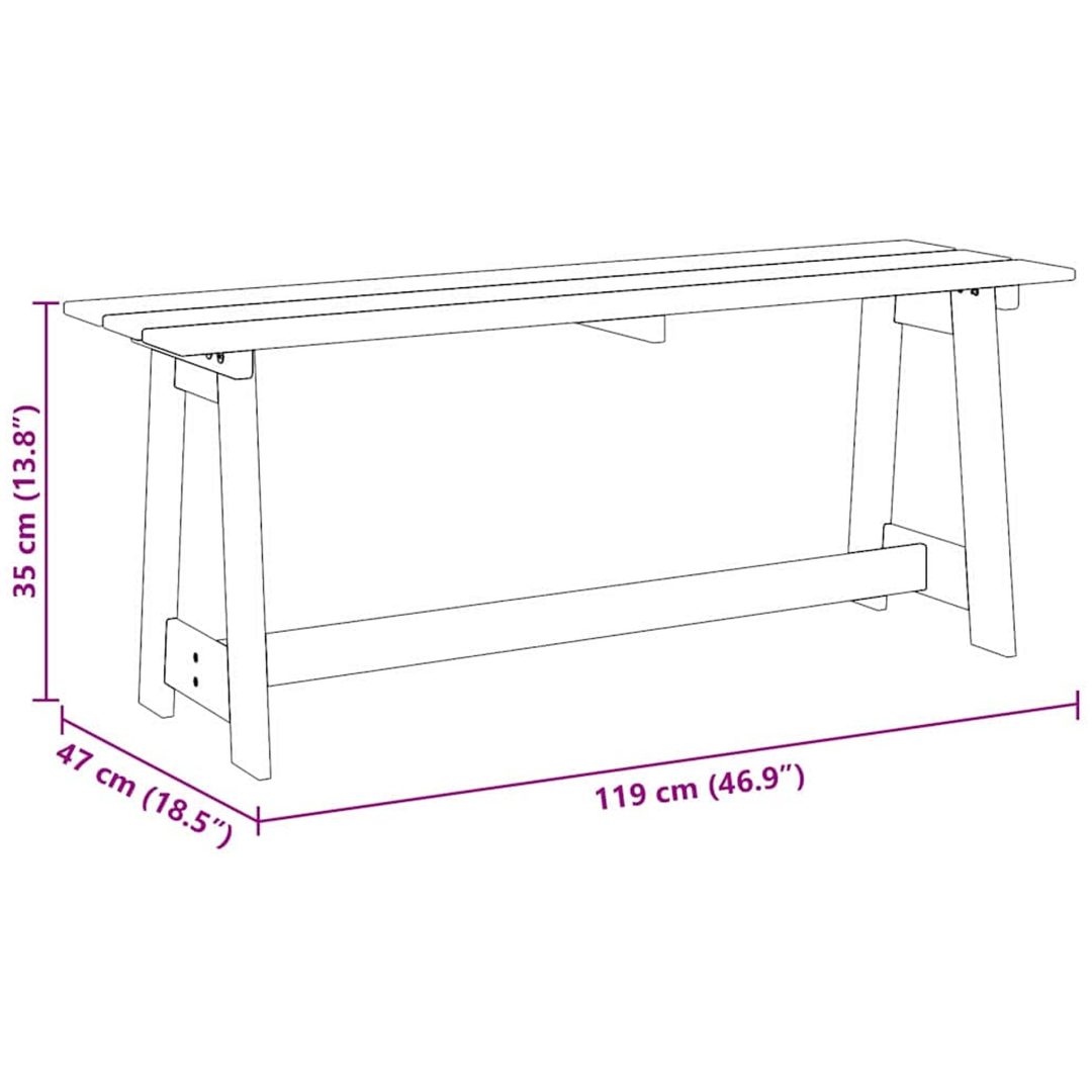 Utomhusbänk Massivt tallträ vidaXL 119 x 35 x 47 cm – bild 9