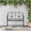 Utomhusbänk Svart Metall Robust Rektangulär Traditionell vidaXL 104 x 54 x 93 cm – miniatyr 3