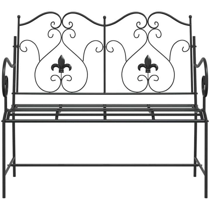 Utomhusbänk Svart Metall Robust Rektangulär Traditionell vidaXL 104 x 54 x 93 cm – bild 4