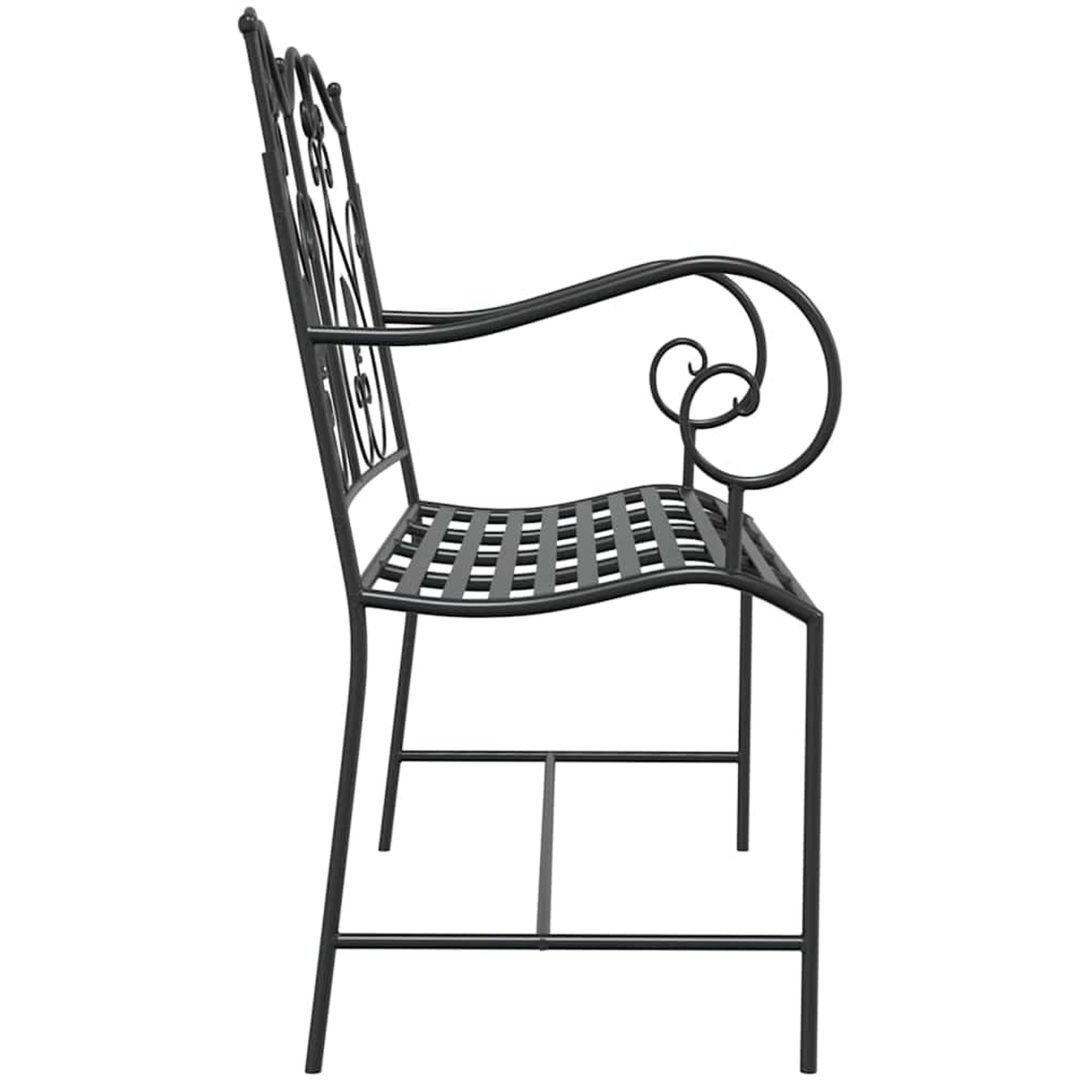Utomhusbänk Svart Metall Robust Rektangulär Traditionell vidaXL 104 x 54 x 93 cm – bild 5