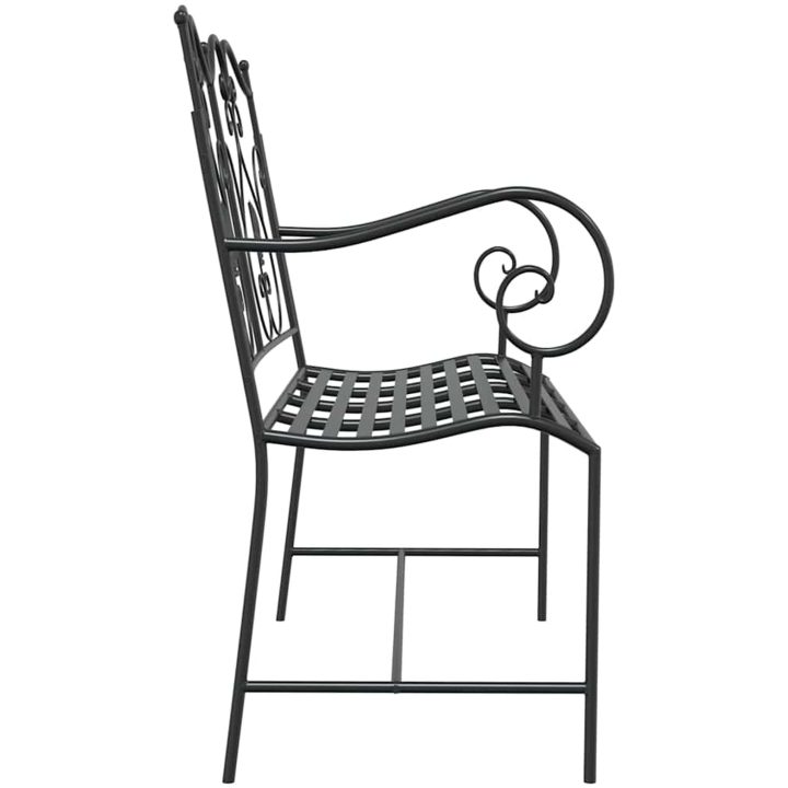 Utomhusbänk Svart Metall Robust Rektangulär Traditionell vidaXL 104 x 54 x 93 cm – bild 5