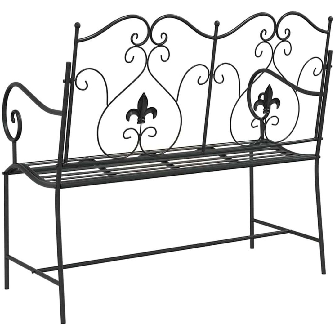 Utomhusbänk Svart Metall Robust Rektangulär Traditionell vidaXL 104 x 54 x 93 cm – bild 6
