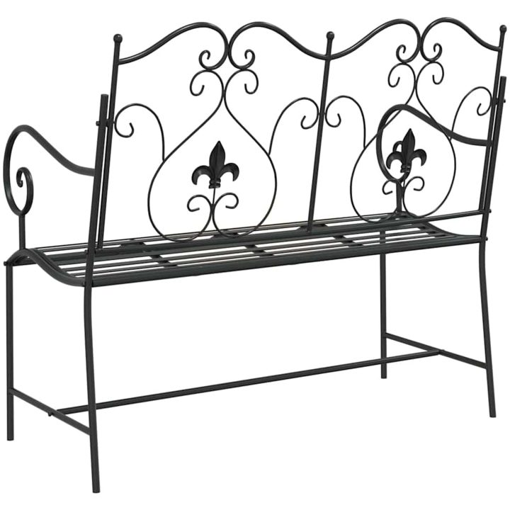 Utomhusbänk Svart Metall Robust Rektangulär Traditionell vidaXL 104 x 54 x 93 cm – bild 6