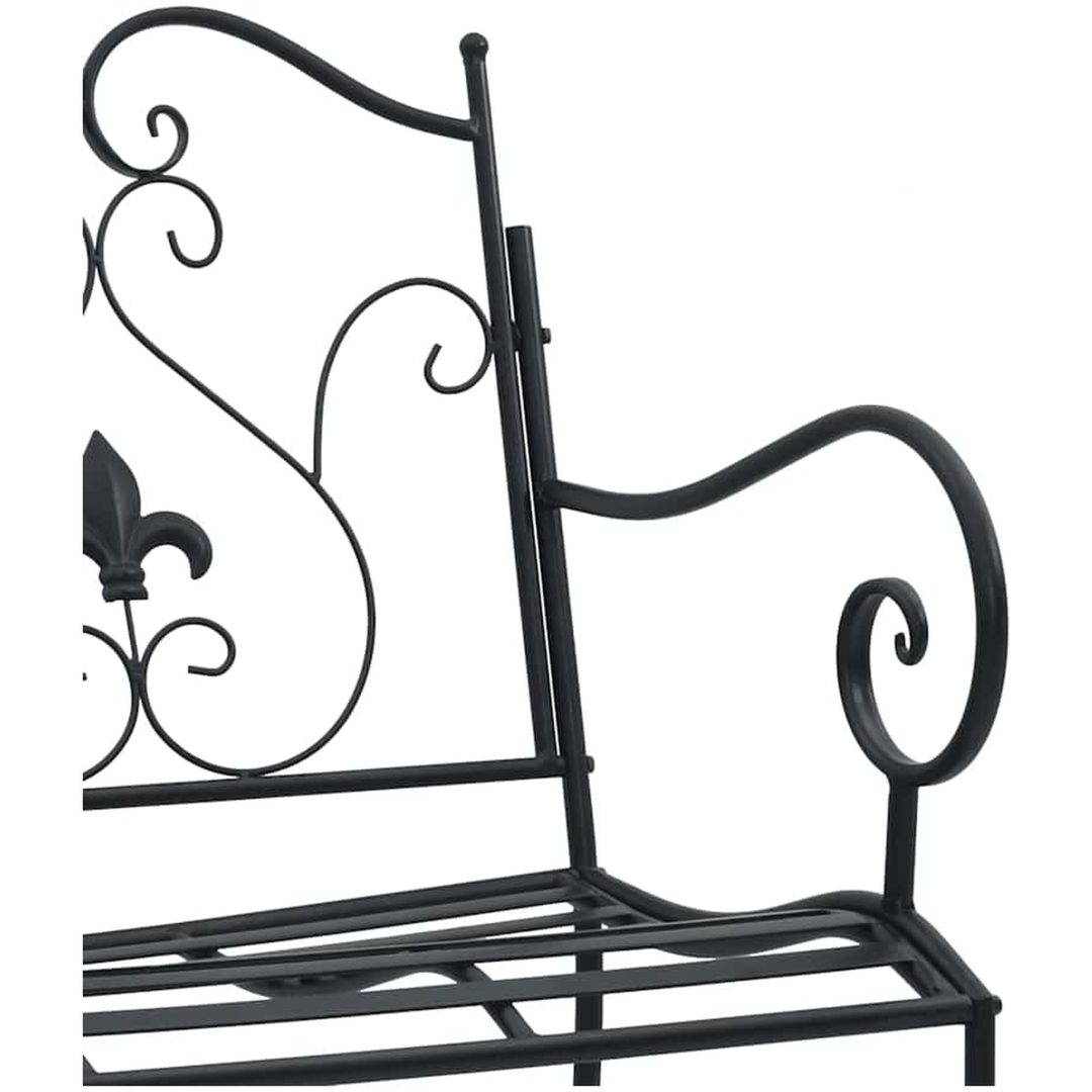 Utomhusbänk Svart Metall Robust Rektangulär Traditionell vidaXL 104 x 54 x 93 cm – bild 7