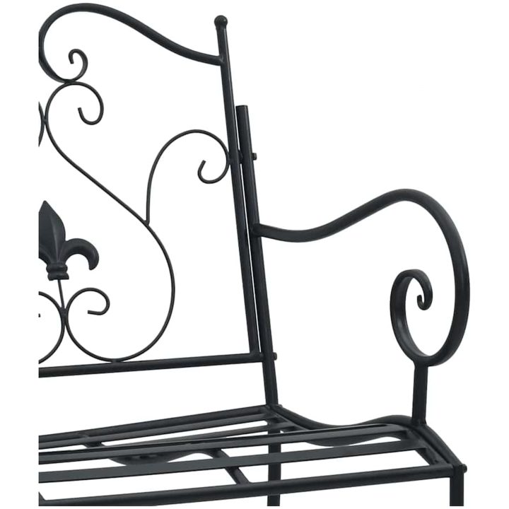 Utomhusbänk Svart Metall Robust Rektangulär Traditionell vidaXL 104 x 54 x 93 cm – bild 7