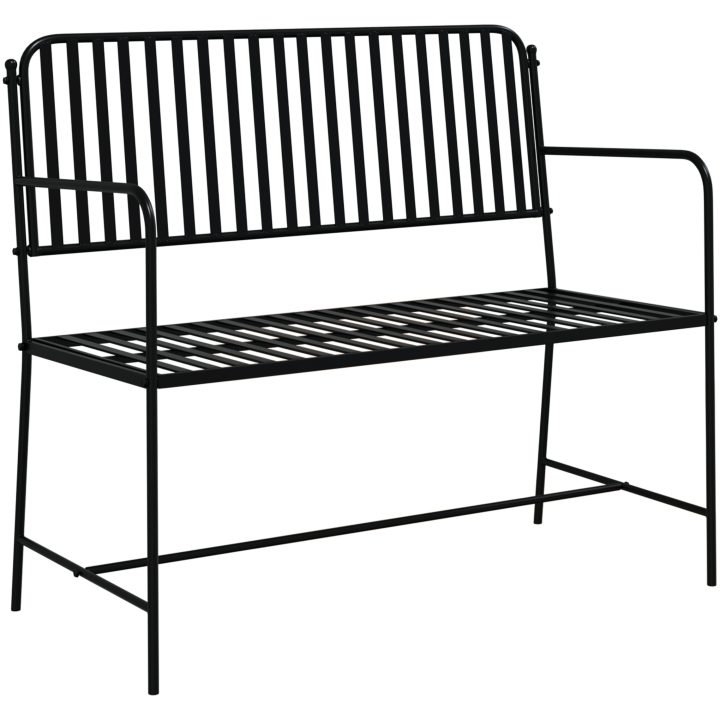 utomhusbänk Svart Metall Standard Hållbar Utomhusbänk vidaXL 103.5 x 51.5 x 90 cm – bild 2