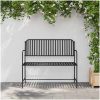utomhusbänk Svart Metall Standard Hållbar Utomhusbänk vidaXL 103.5 x 51.5 x 90 cm – miniatyr 3