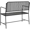 utomhusbänk Svart Metall Standard Hållbar Utomhusbänk vidaXL 103.5 x 51.5 x 90 cm – miniatyr 6