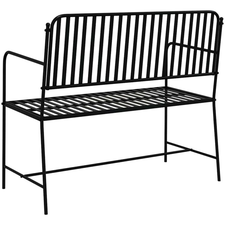 utomhusbänk Svart Metall Standard Hållbar Utomhusbänk vidaXL 103.5 x 51.5 x 90 cm – bild 6