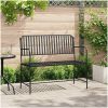 utomhusbänk Svart Metall Standard Hållbar Utomhusbänk vidaXL 103.5 x 51.5 x 90 cm – miniatyr 1