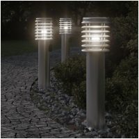 Utomhusgolvlampa med eluttag silver 60 cm rostfritt stål vidaXL