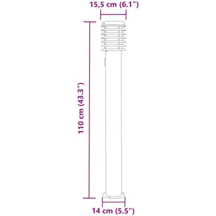 Utomhusgolvlampa med eluttag svart 110 cm rostfritt stål vidaXL – bild 7