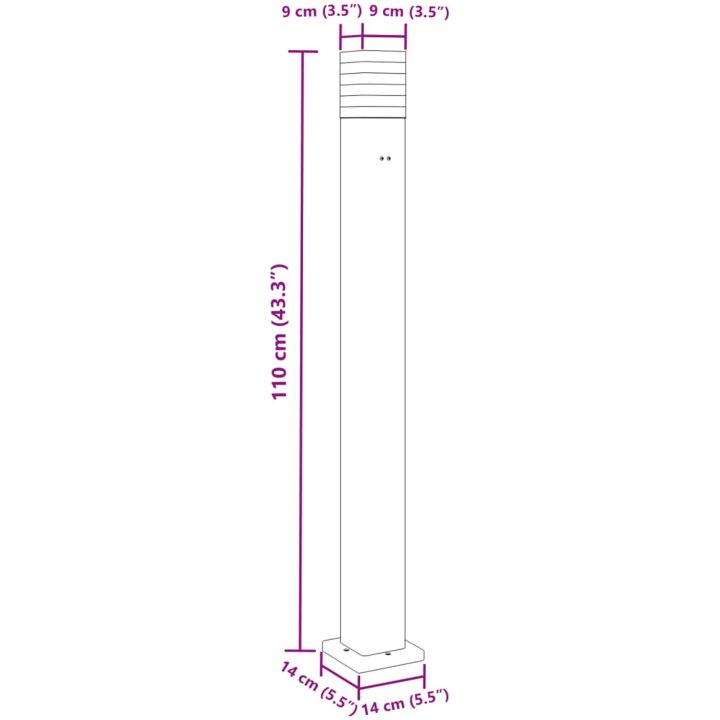 Utomhusgolvlampa med eluttag svart aluminium vidaXL 110 cm – bild 7
