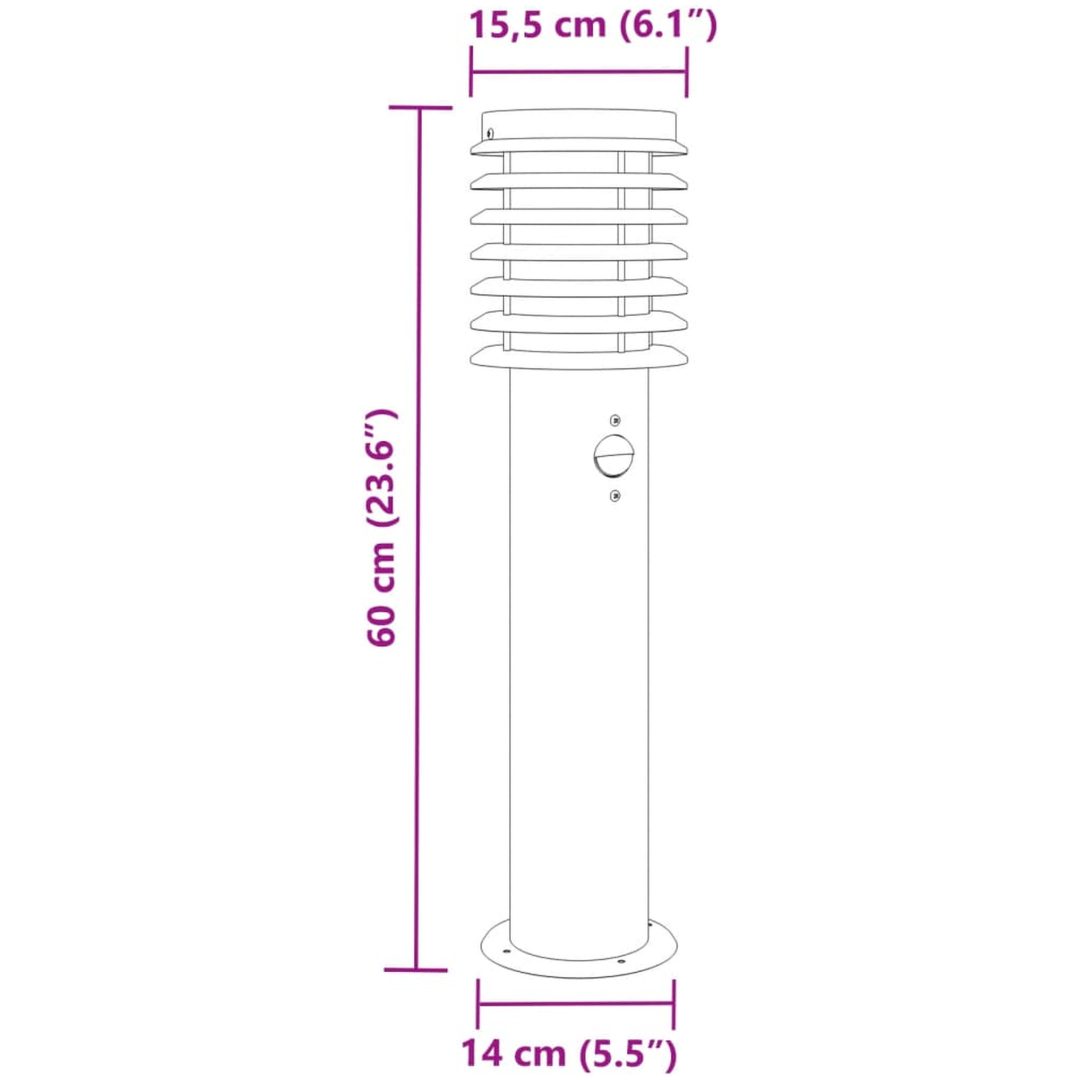 Utomhusgolvlampa med sensor silver 60 cm rostfritt stål vidaXL – bild 7