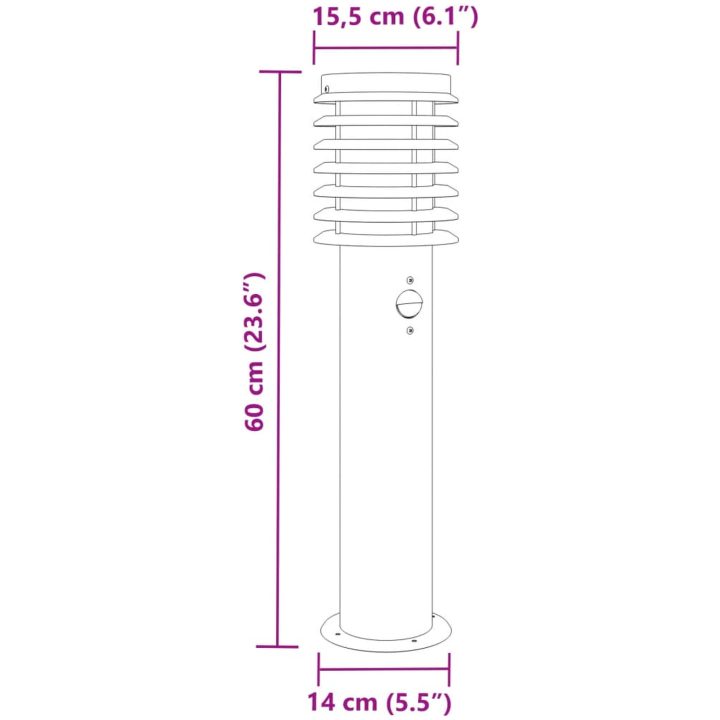 Utomhusgolvlampa med sensor silver 60 cm rostfritt stål vidaXL – bild 7