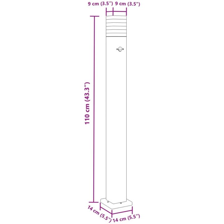 Utomhusgolvlampa med sensor svart 110 cm aluminium vidaXL 110 cm – bild 7